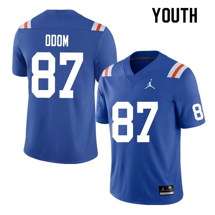 Youth NCAA Florida Gators Jonathan Odom #87 Stitched Authentic Nike Blue Throwback College Football Jersey QBT6265YT